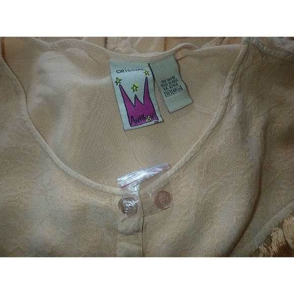 Original Anthony Peasant Top Women 1X Boho Fringe Embroidered Gold Tunic b30 - Picture 8 of 8